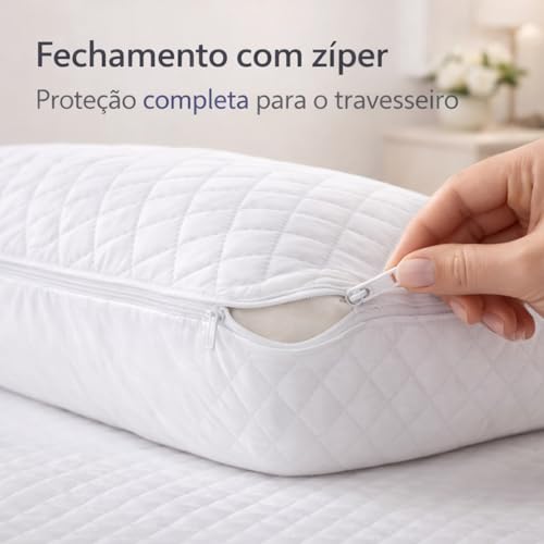 Kit Protetor de Colchão Queen Impermeável Matelado com Elástico + 2 Protetores de Travesseiro com Zíper | Silencioso, Antiácaro, Ajuste até 38cm