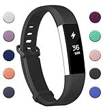 Fundro Compatible for Fitbit Alta Bands, Soft Silicone Replacement Classic Bands Available in Varied Colors with Secure Buckle for Fitbit Alta HR (C# 1-Pack Black, Large)