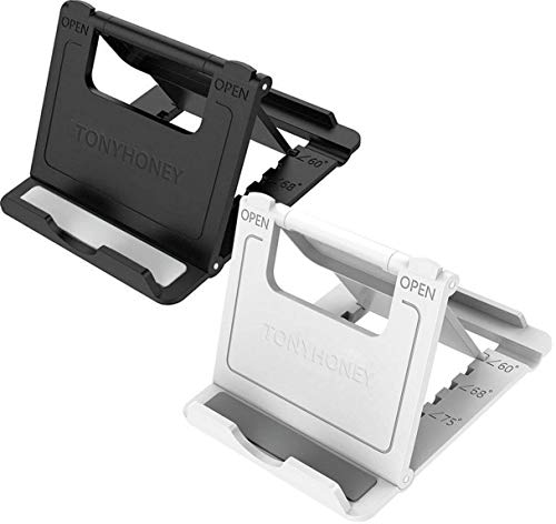 Cell Phone Stand Holder, Tonyhoney Universal Foldable Multi-Angle Desktop Mobile Holder 2 Pack Compatible with Tablet iPhone X/6/7/8Plus and Samsung Galaxy s6 s7 s8 S9 (Black&White)