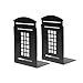 MerryNine 2 Pack Book Ends, Metal Bookends for Shelves, Telephone Booth Decorative Bookends, Non Skid Heavy Bookends, Book, Magazine or CD Organizers for Home and Office (Black-2pcs)