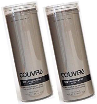COUVRE Scalp Concealing Lotion BLACK developed to accomodate those people who have a thinning hair problem and want to create the illusion of having more hair than - Size 1.25 oz / 37 ml (Pack 2)