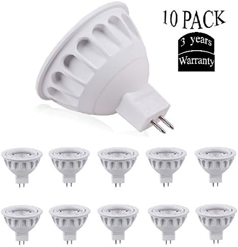 (Pack of 10, Warm White) Domylight 6.5w Mr16 Led Bulbs, 50W Halogen Bulbs Equivalent,560lm,36°Beam Angle,12 VAC/DC,Warm White,3000K,Recessed Light,MR16 LED,Spotlight,LED Light Bulbs