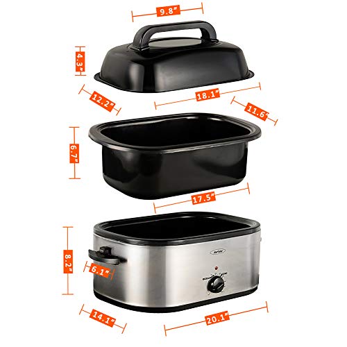 22 Quart Roaster Oven with SelfBasting Lid, Electric Turkey Roaster Oven with Removable Insert