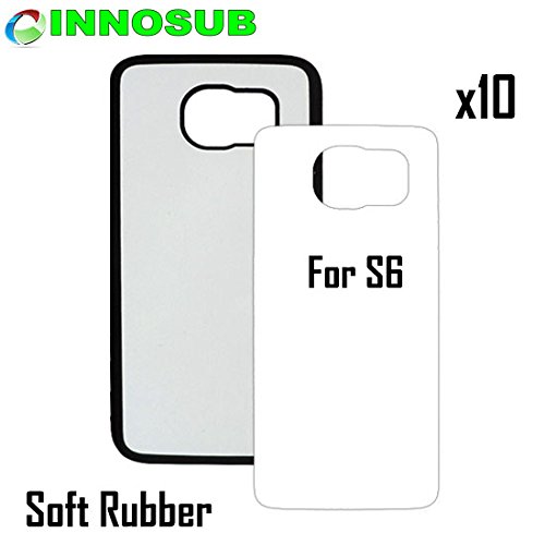 10 x Samsung Galaxy S6-Rubber-black - blank dye case + inserts for dye Sublimation phone cover / blank Printable case, Made by INNOSUB™ USA