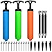 MINGRU Ball Pump for Basketball, Soccer, Volleyball, Rugby, Water Polo Ball & Other Inflatables Air Pump, Needles and Nozzles Included (3 Pack - Blue+Green+Orange, 8