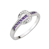 CloseoutWarehouse Simulated Amethyst Cubic Zirconia Belt Buckle of Loyalty Ring Sterling Silver (Color Options, Sizes 4-10)