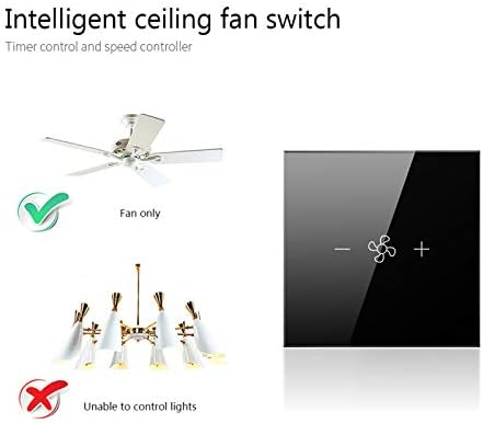 WiFi Smart Wall Ventilador de techo Panel de vidrio Interruptor tctil TuyaSmart Life APP Control remoto Funcin de temporizador de control de velocidad Compatible con Alexa Google Home