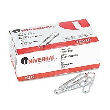 2 X Universal 72210 - Paper Clips, Smooth Finish, No. 1, Silver, 100/Box, 10 Boxes/Pack-UNV72210