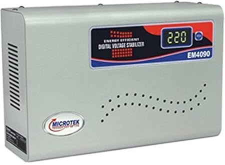 Microtek EM4090 Automatic Voltage Stabilizer for AC up to 1.5 ton (90V-300V), Metallic Grey 