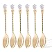 Matashi 24K Gold Plated Crystal Topped Dessert Spoon for Dinner Party Great for Testing Sampling Appetizers Corporate Gifts Christmas Mother's Day Birthday Housewarming Present Dining Decor(Set of 6)
