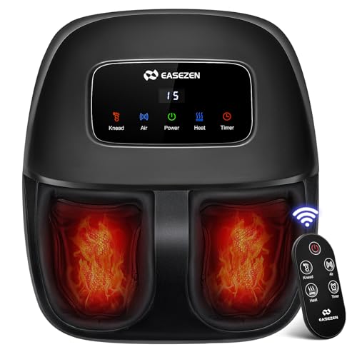 EaseZen Shiatsu Foot Massager with Heat, Foot Massager for Relaxation with Remote Control and LCD Display, Perfect Gift for Them/Them/Mother/Parents, Suitable up to Size 48