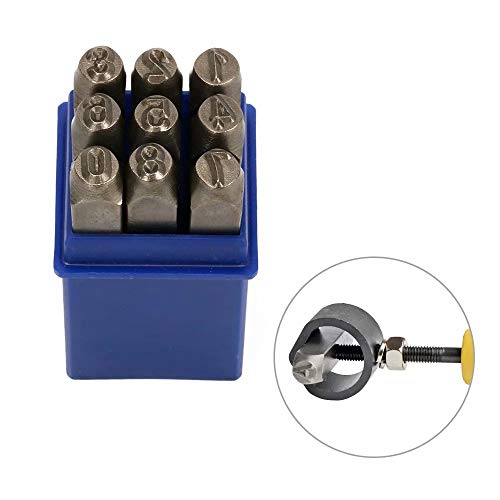 1/4" 6mm High Hardness Carbon Uppercase Number Metal Stamp Steel Reverse Punch Set DIY Tool for Mold Metal Wood and Leather 9Pcs(0-9)