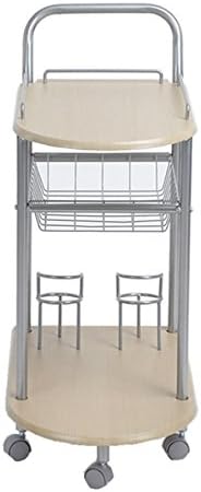 Comfortableplus Mobile Kitchen Trolley Cart Metal Dining Stirage Stand Food Tea and Wine Kitchen Cart Indoor