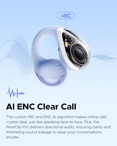 SoundPEATS PearlClip Pro Open-Ear Earbuds with LDAC & Hi-Res Audio, Bluetooth 6.0 Clip On Headphones, IPX5 Waterproof, Wireless Earbuds with 24 H Playtime, APP Control for Running/Cycling/Fitness