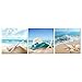 Pyradecor 3 Piece Starfish Seashell Bottle Beach Pictures Paintings on Canvas Prints Wall Art Work for Living Room Home Office Decorations Large Modern Gallery Wrapped Seascape Seaview Artwork