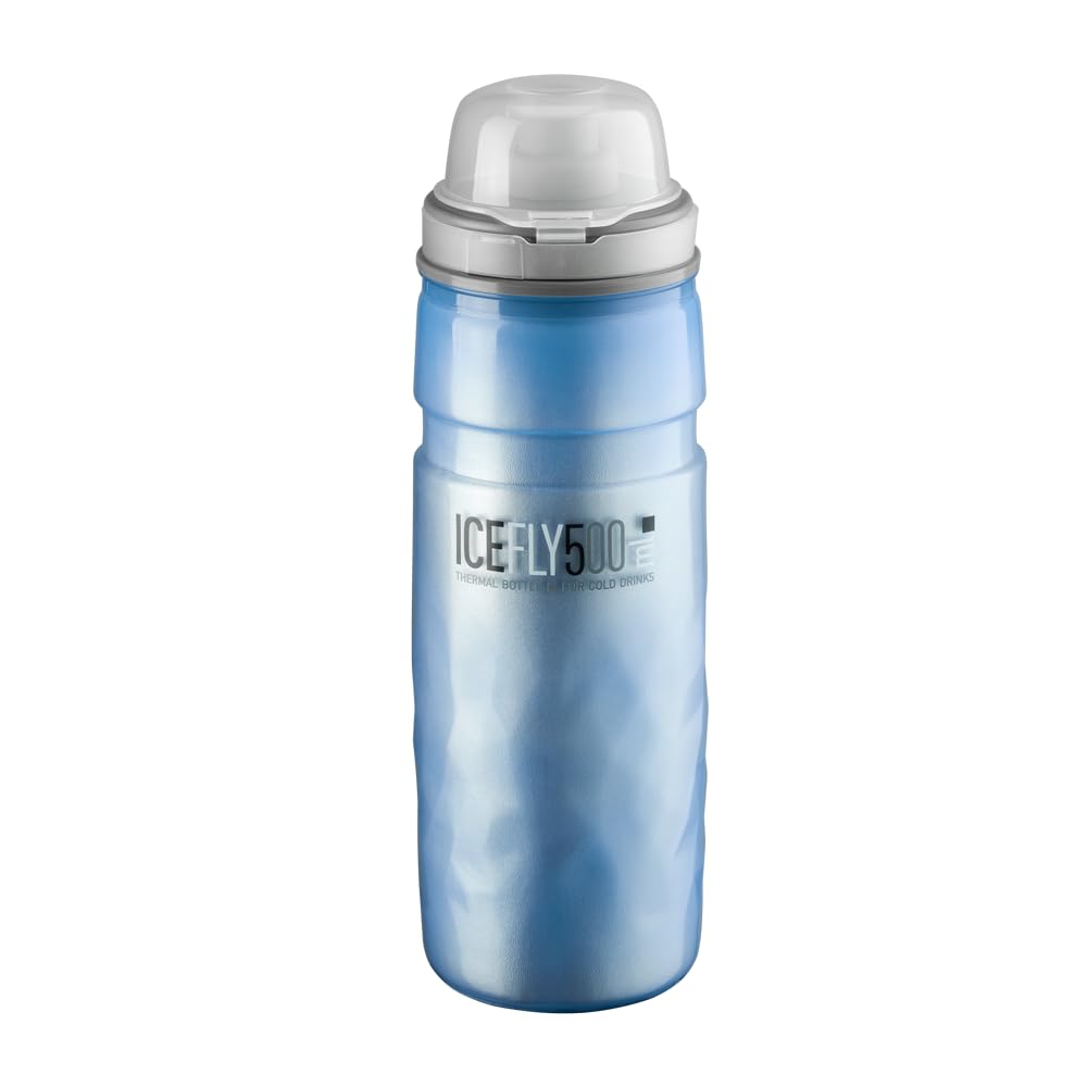 ELITE Ice Fly Insulated Water Bottle Blue – Lightweight & BPA-Free – 500ml – For Road Bike, MTB & Gravel Cycling