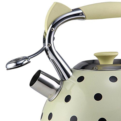 Riwendell 3.2 Quart Whistling Tea Kettle Stainless Steel Dot Print StoveTop Teapot (GS-04517CFY-3.0L) - Thumbnail 3