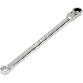 TEKTON 12 mm Long Fixed/Flex Head Ratcheting Box End Wrench | WRB35412 | 12-Point, Satin Chrome Finish