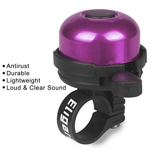 Eligara Bicycle Bell by Aluminum Alloy Bike Bell with Loud, Long, Crisp Sound for Mountain Road Electric Bike Cycle Scooter Ebike Cruiser Tricycle MTB BMX (Purple)