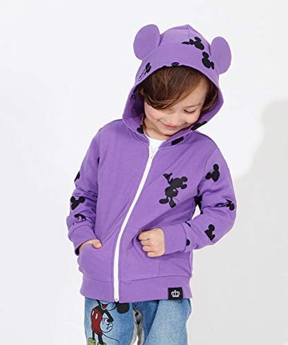 Amazon Co Jp Babydoll ベビードール ディズニー 耳付き総柄ジップパーカー 3596k 140cm パープル ベビー マタニティ