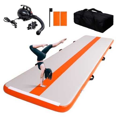 Photo 1 of Tuxedo Sailor Inflatable Gymnastics Mat Air Training Track Mats 4 inches Thickness Gymnastics Tumbling Tracks for Home Gym/Yoga/Cheerleading with Electric Pump Orange, 4M