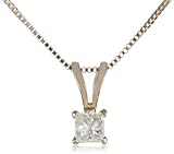 10k Yellow Gold Diamond Solitaire Pendant Necklace (1/10 cttw), 18"