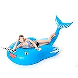 Vaburs Pool Float for Adults and Kids, Giant Inflatable Unicorn Whale with Rapid Valves Swimming Pool Summer Beach Party Toys Lounge Raft - 105.5 x 56.8 x 38.5 Inch
