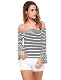 Zeagoo Women's Striped Off-the-shoulder Casual Shirt Tops
