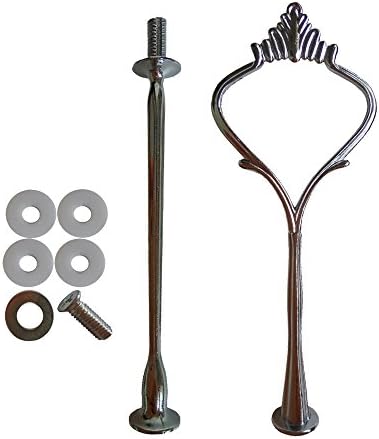 Xinlink Pack of 3 2-Tier Wedding Cake Stand Handle Party Desert Cupcake Fruit Plate Fitting Hardware Rod Center Holder Silver