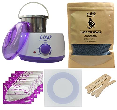 Wax Warmer, Professional Portable Electric Hair Removal Kit Adjustable Temperature waxing Heater Melting pot with accessories, Total Body Waxing Spa in Home for Girls Women Men By Vaxy (Blackcurrant)