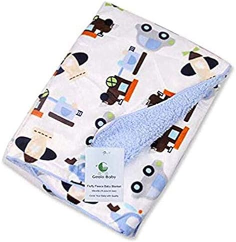 Genio Baby Sherpa Fleece Baby Blanket Unisex 30 x 40 Soft- Perfect for Swaddling and Strolling- Fluffy for Boys and Girls (Light Blue)