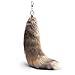 Huloo Golden Island Fox Fur Tail Bag Pendant Key 15-18 in Centimeters