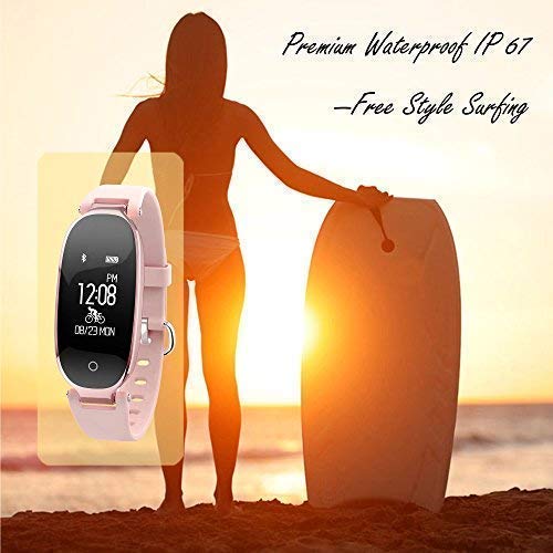 Kingkok Elegant Waterproof Fitness Tracker for Women Smart Bluetooth Pedometer Watch Band Multi-Mode Wireless Activity Tracker Bracelet [Rosegold] - Thumbnail 6