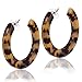 Acrylic Hoop Earrings Mottled Resin Earrings Textured Open Circle Statement Stud Earrings for Women Girls
