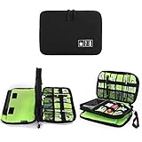 Electronics Organizer, Jelly Comb Electronic Accessories Cable Organizer Bag Waterproof Travel Cable Storage Bag for Charging Cable, Cellphone, Mini Tablet (Up to 7.9'') and More (Black and Green)