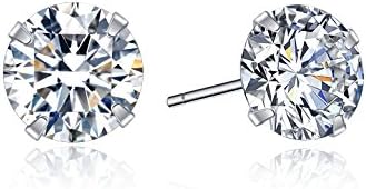 Hypoallergenic Basic Earrings Sterling Silver Cubic Zircon Studs for Boys Men 7MM Mother's Day Gifts from Daughter Son Birthday Women Girlfriend Wife Friend Anniversary Her Fashion Jewelry