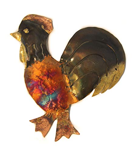 Tumia LAC Cockerel - Recycled metal wall hanging decoration - 13cm - handmade
