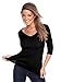 Kavio! Women V Neck 3/4 Sleeve Top Black L
