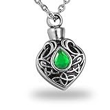 HooAMI Crystal Cremation Urn Necklace for Ashes Keepsake Stainless Steel Memorial Pendant