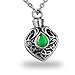 HooAMI Crystal Cremation Urn Necklace for Ashes Keepsake Stainless Steel Memorial Pendant