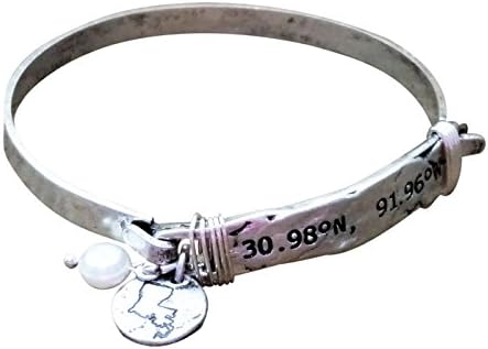 Loaded Lids Latitude and Longitude State Bracelet (Louisiana/Silvertone)