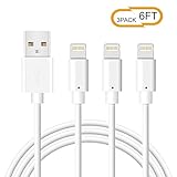 Phone Charger Cable Budget & Good Lightning to USB Cable 3 Pack 6ft Certified Charging Cord Compatible iPhone X 8 8 Plus 7 7 Plus 6s 6s Plus 6 6 Plus SE 5s 5c 5 iPad iPod White