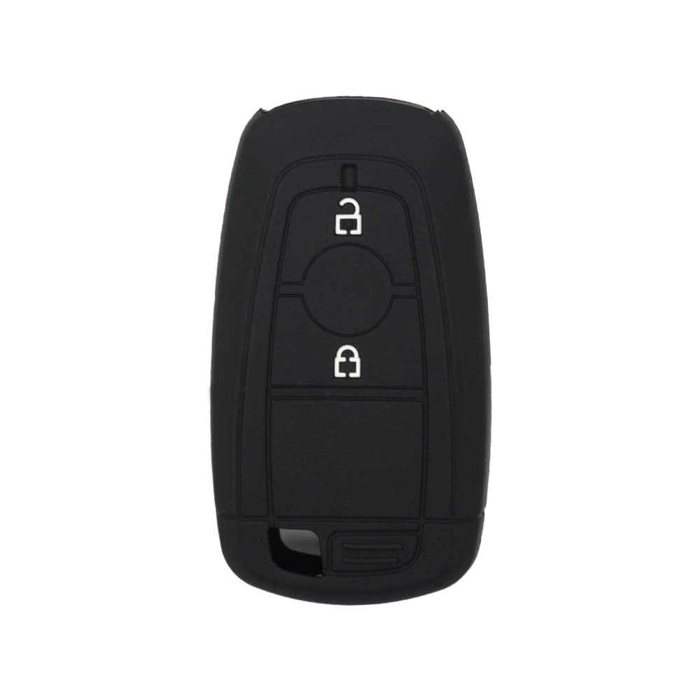 BROVACS Silicone Cover Protector Case Holder Skin Jacket Compatible with FORD EcoSport Mondeo Edge 2 Button Smart Remote Key Fob CV4712 Black