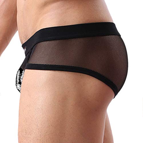 Forest Men's Soft Boxer Briefs Gay Mesh Breathable Cool Low Rise Underwear(37Black,XXL)