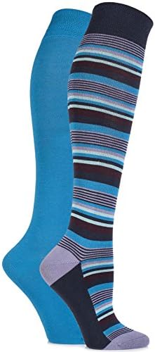 SockShop Women's 2 Pair Patterned Bamboo Knee High Socks