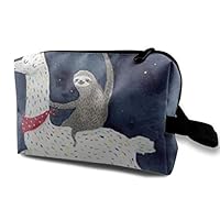 COMputer998 Sloth Riding Llama Painting Cosmetic Bag for Women,Adorable Roomy Makeup Bags Travel Waterproof Toiletry Bag Accessories Organizer Gifts