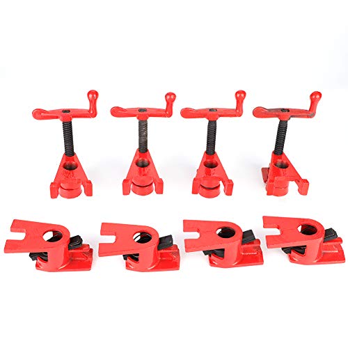 3/4" Wood Gluing Pipe Clamp Set 4 Pack Heavy Duty Cast Iron Quick Release pipe clamps with Wide Base for Woodworking - Thumbnail 7