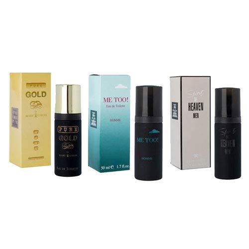 Crimson Kangaroo Fragrances 3 Pack Set Popular Mix Of Men's Milton Lloyd 50 Millilitre Each Pure Gold, Me Too, Spirit Of Heaven