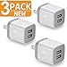 USB Charger, 2.1A/5V Dual 2-Port USB Plug Charger Wall Plug Power Adapter Fast Charging Cube Compatible with Apple iPhone, iPad, Samsung Galaxy, Note, HTC, LG & More (White) 3-Pack