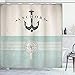 Ambesonne Nautical Shower Curtain, Vintage Marine for Ocean Lovers Anchor on Compass and Stripes Sailing Coastal Theme, Cloth Fabric Bathroom Decor Set with Hooks, 69